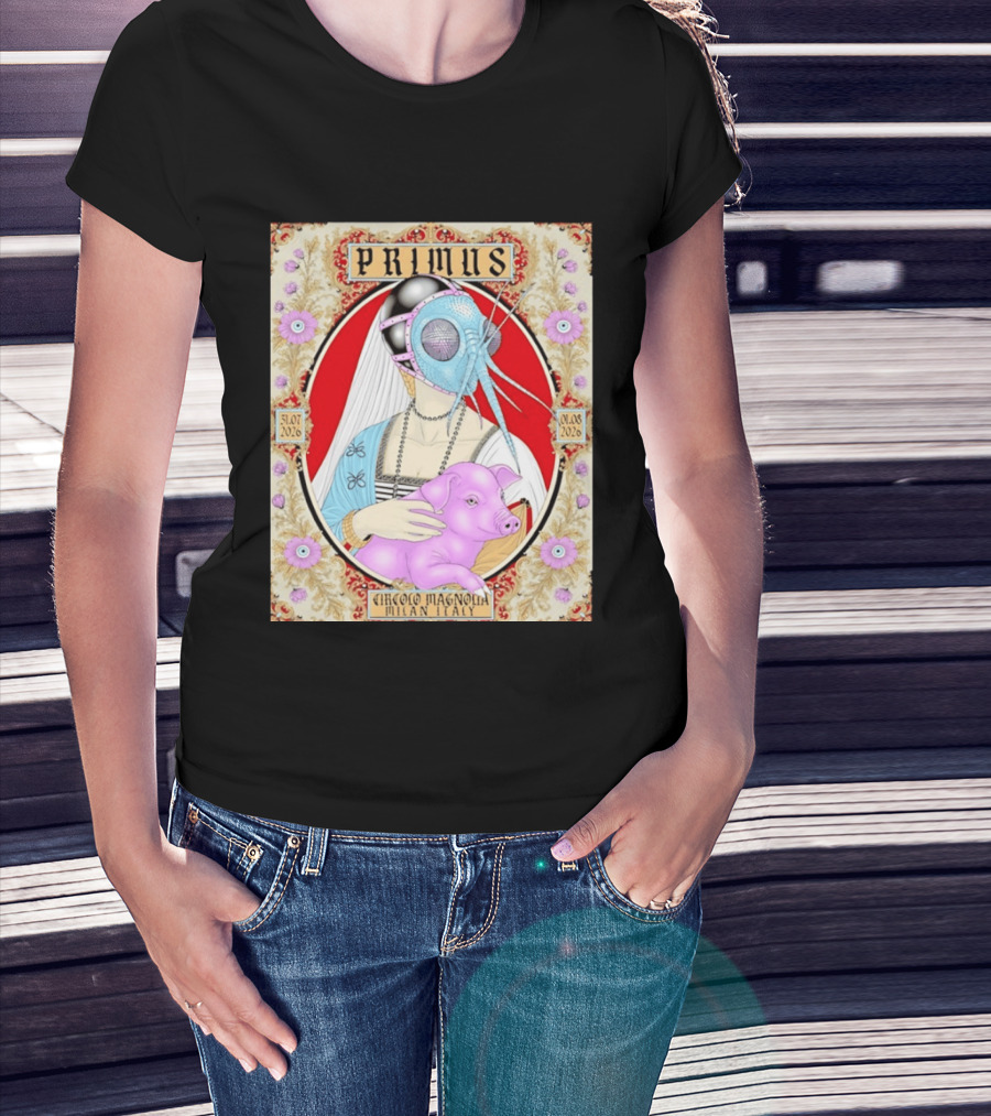 Primus Circolo Magnolia Milan Italy July August 2026 Concert Floral T-Shirt