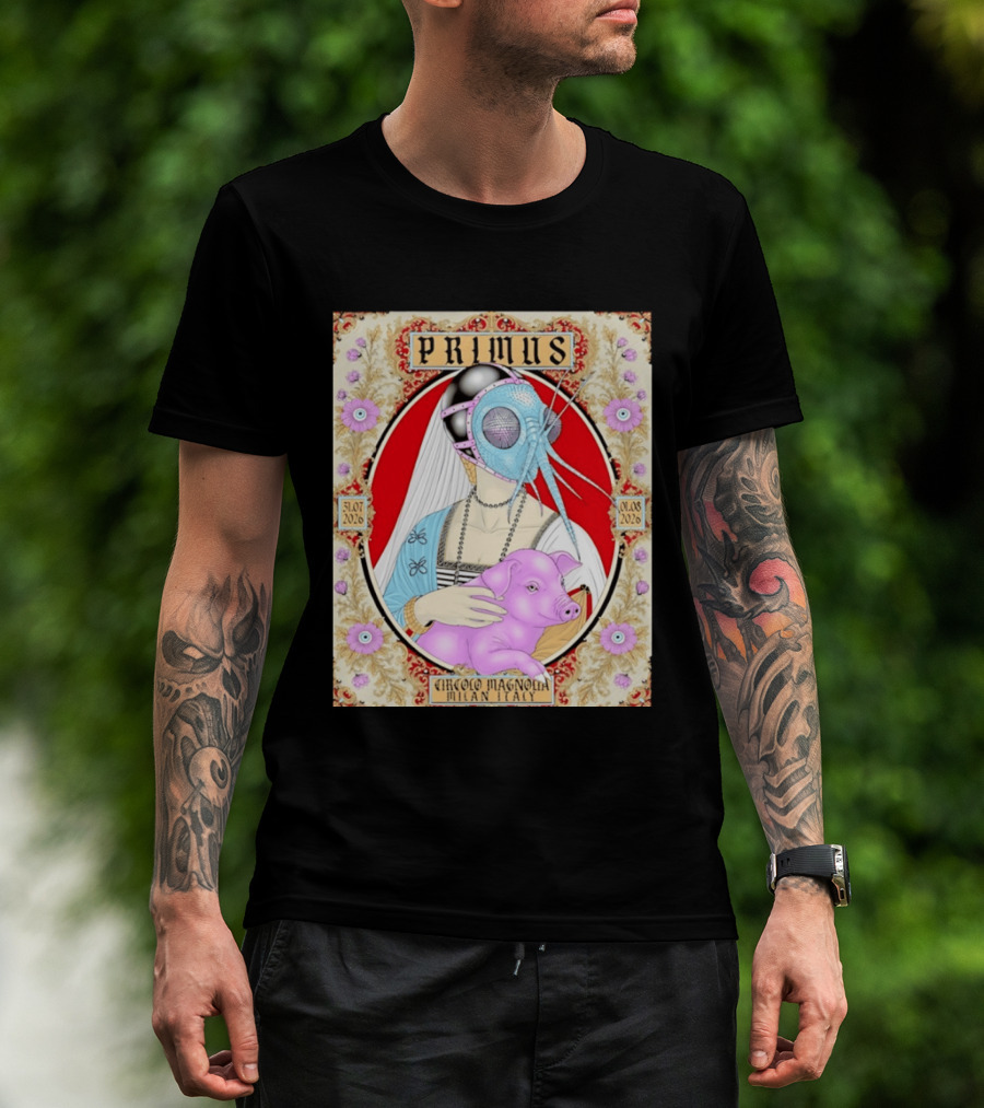 Primus Circolo Magnolia Milan Italy July August 2026 Concert Floral T-Shirt