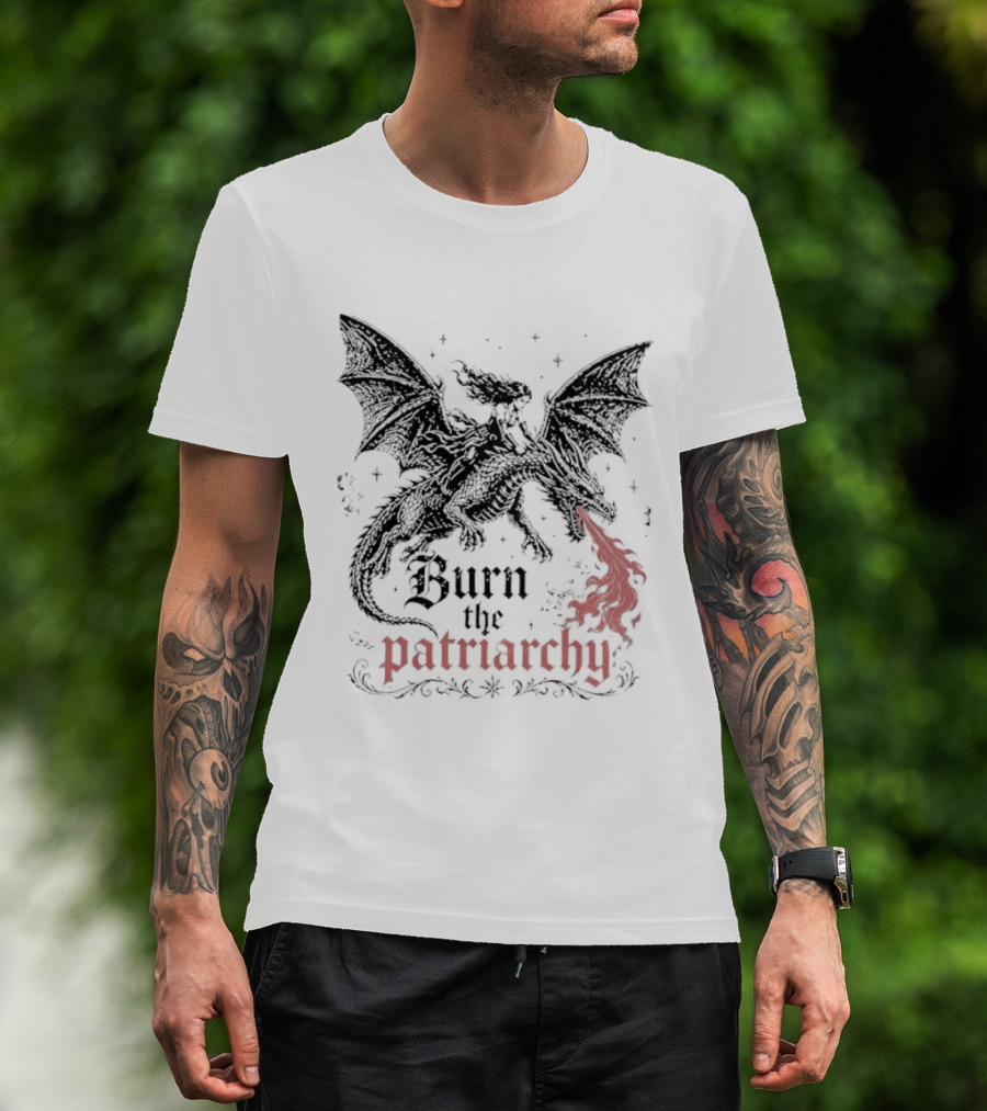 Burn The Patriarchy Dragon Rider Feminist Empowerment Fantasy T-Shirt