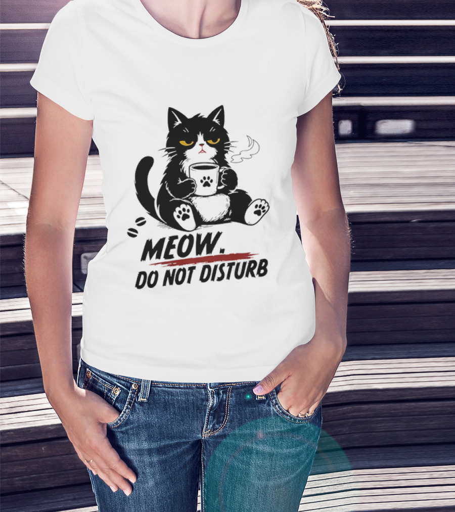 Meow Do Not Disturb Grumpy Cat Coffee Paw Stamp Vapor T-Shirt