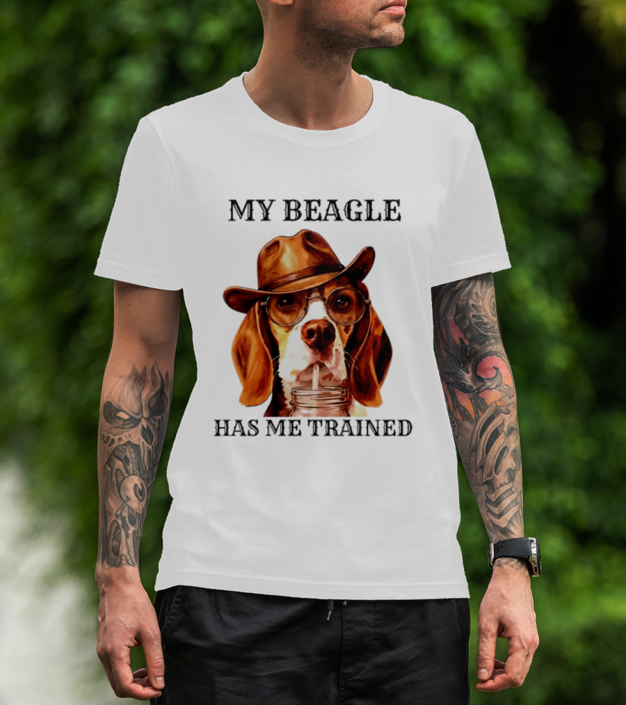 My Beagle Has Me Trained Cowboy Beagle With Hat And Glasses T-Shirt