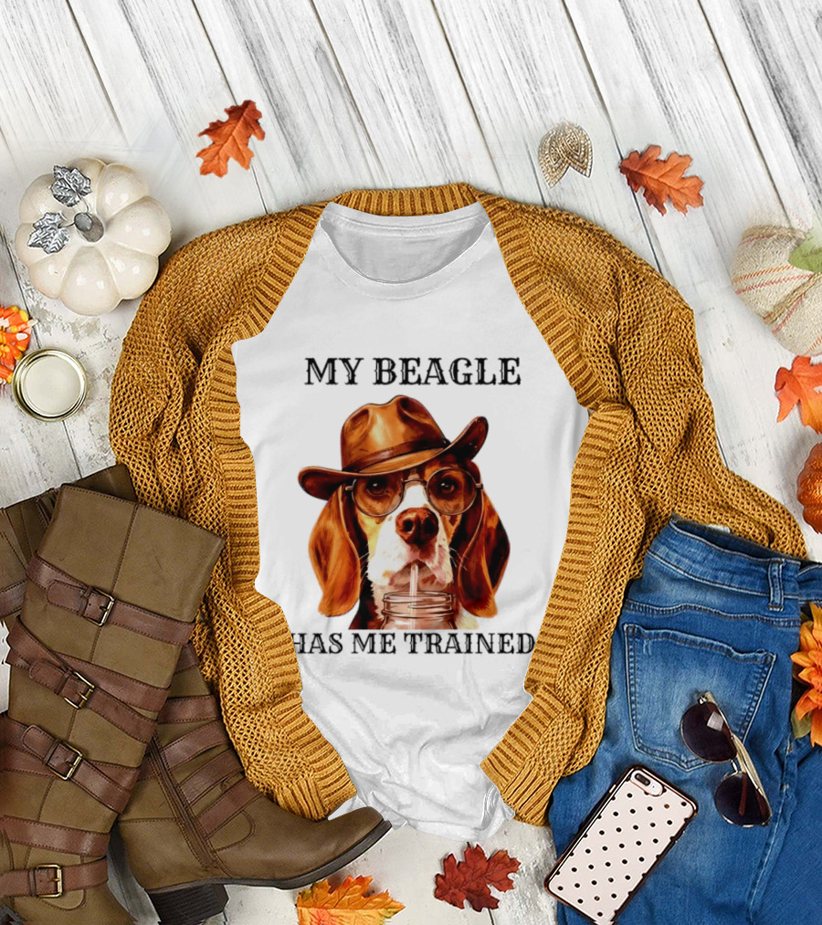 My Beagle Has Me Trained Cowboy Beagle With Hat And Glasses T-Shirt