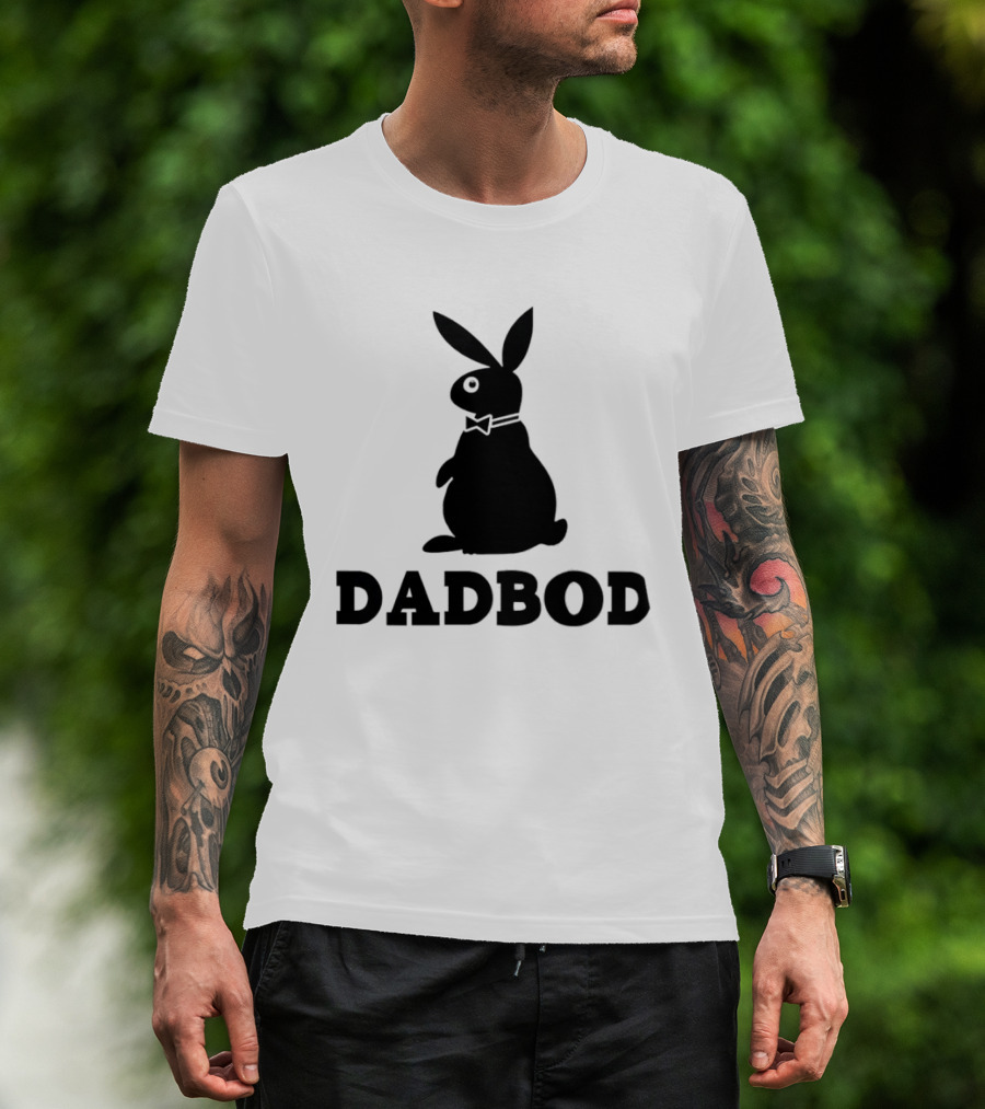 Dadbod Bunny Rabbit Dad Bod Fatherhood Humor Bow Tie T-Shirt