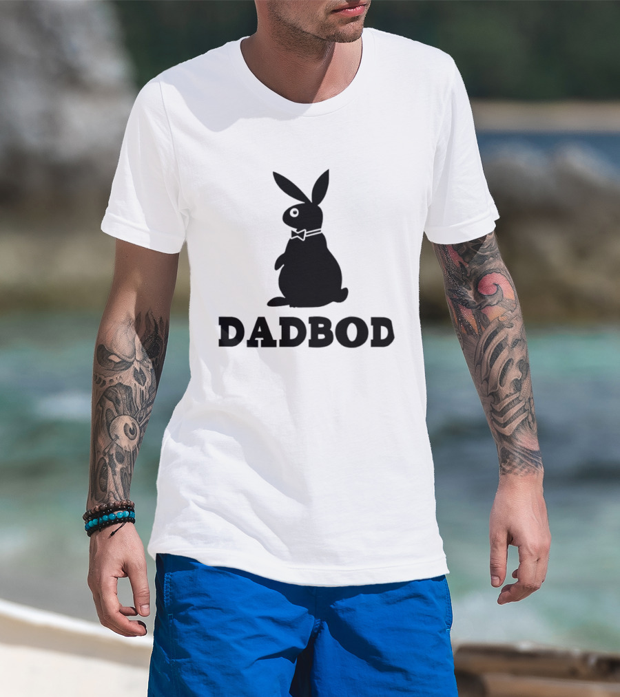 Dadbod Bunny Rabbit Dad Bod Fatherhood Humor Bow Tie T-Shirt