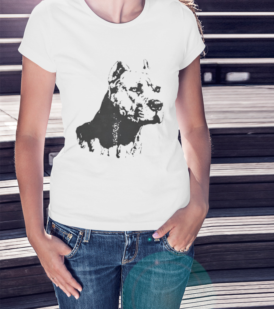 Distressed Pit Bull Dog Face Art For Dog Lovers T-Shirt