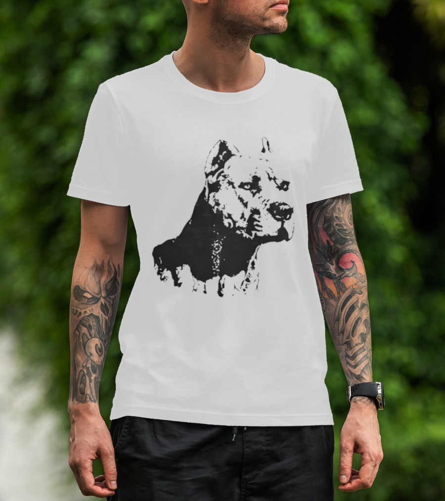 Distressed Pit Bull Dog Face Art For Dog Lovers T-Shirt