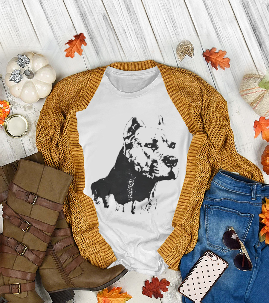 Distressed Pit Bull Dog Face Art For Dog Lovers T-Shirt