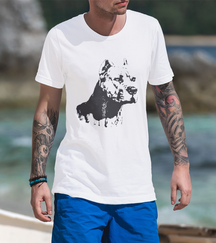 Distressed Pit Bull Dog Face Art For Dog Lovers T-Shirt