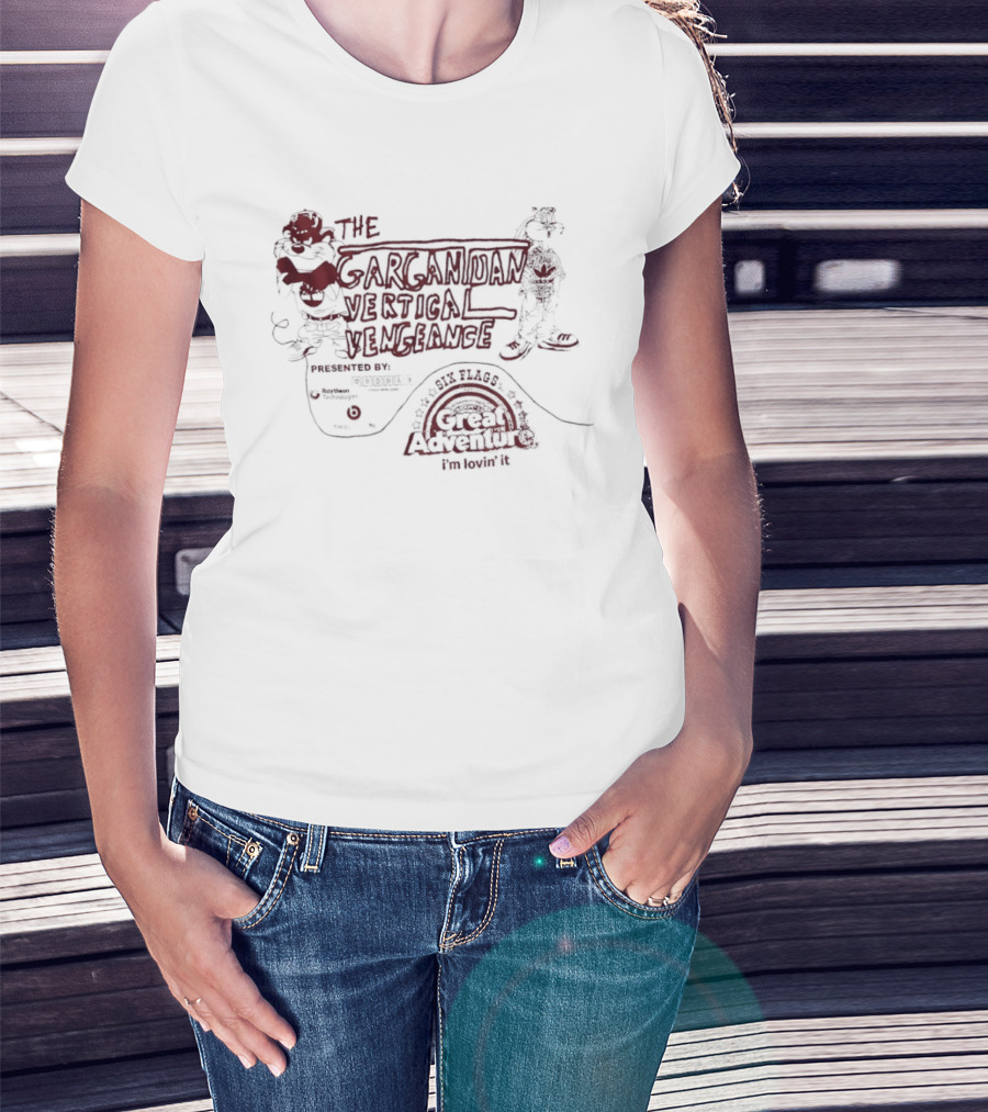 The Gargantuan Vertical Vengeance Presented By Intamin Welcome To Six Flags Great Adventure T-Shirt