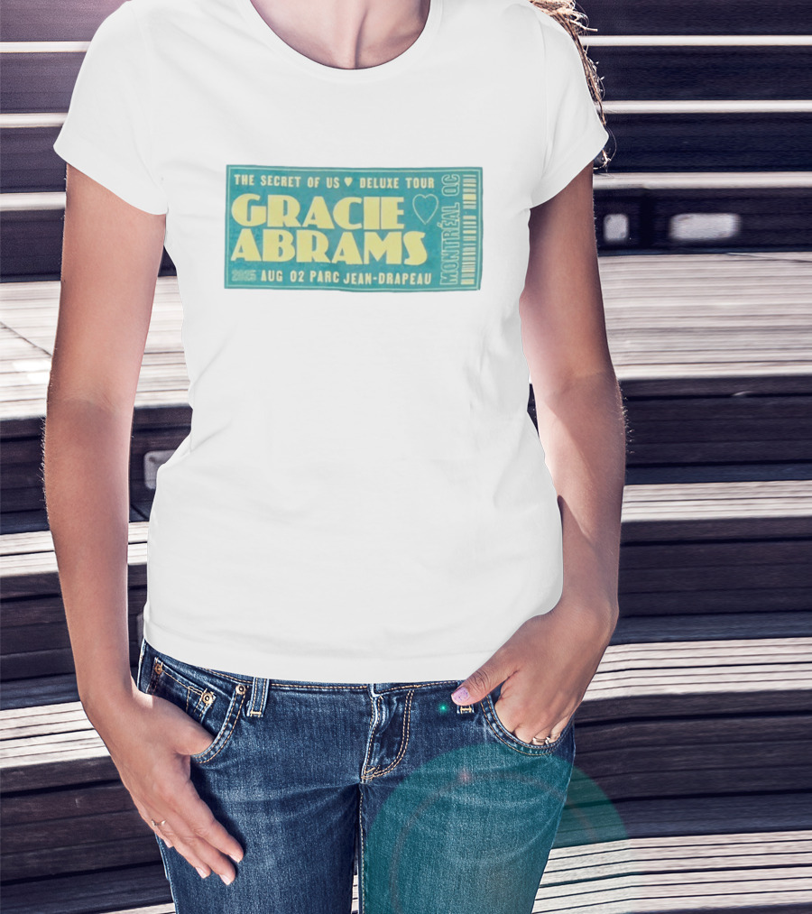 Gracie Abrams The Secret Of Us Deluxe Tour Montreal QC August 02 Parc Jean Drapeau 2025 T-Shirt