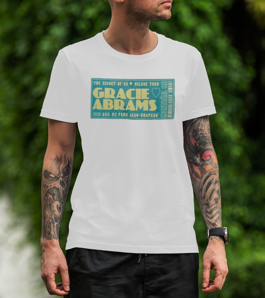 Gracie Abrams The Secret Of Us Deluxe Tour Montreal QC August 02 Parc Jean Drapeau 2025 T-Shirt