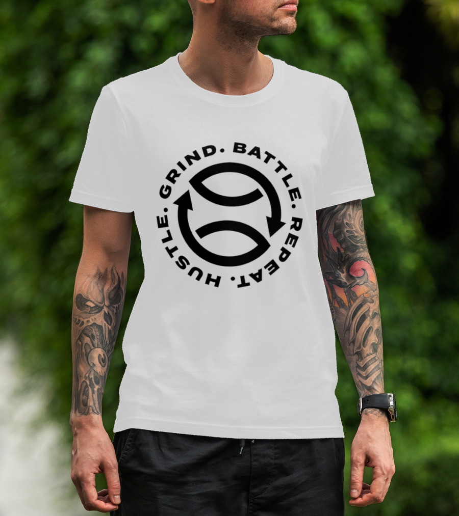 Grind Battle Hustle Repeat Motivational Cycle Arrows T-Shirt