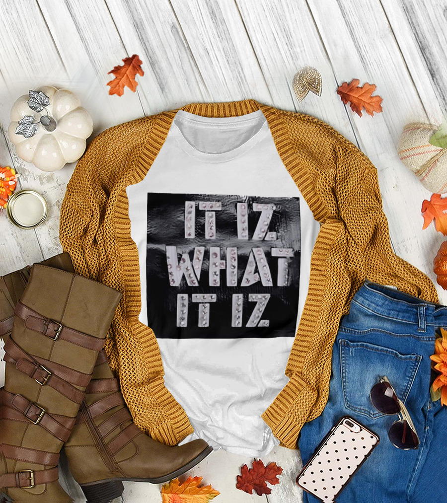 It Iz What It Iz Rhinestone Sparkly Slang Black T-Shirt