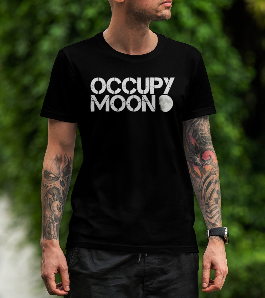 Occupy Moon Distressed Lunar Space Astronomy T-Shirt