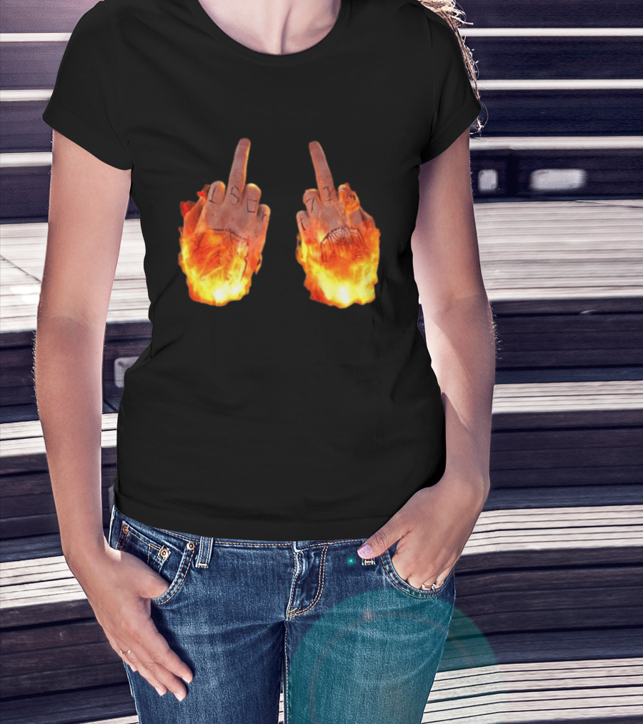 Sid The 3Rd Middle Fingers Flaming Gesture T-Shirt