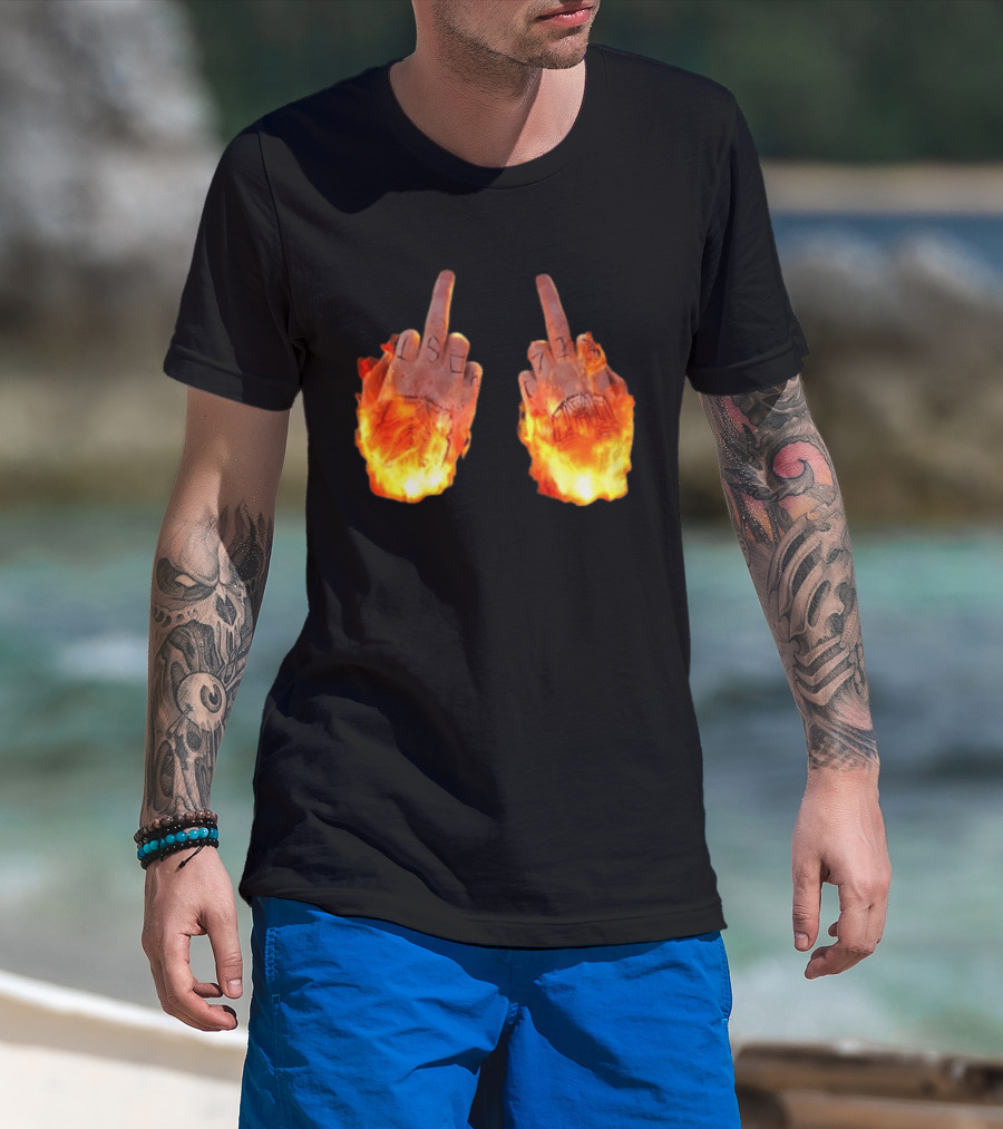 Sid The 3Rd Middle Fingers Flaming Gesture T-Shirt