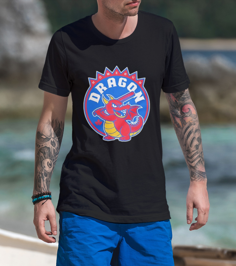 Homerun Dragon Toronto Blue Jays Batter With Red Bat And Maple Leaf T-Shirt