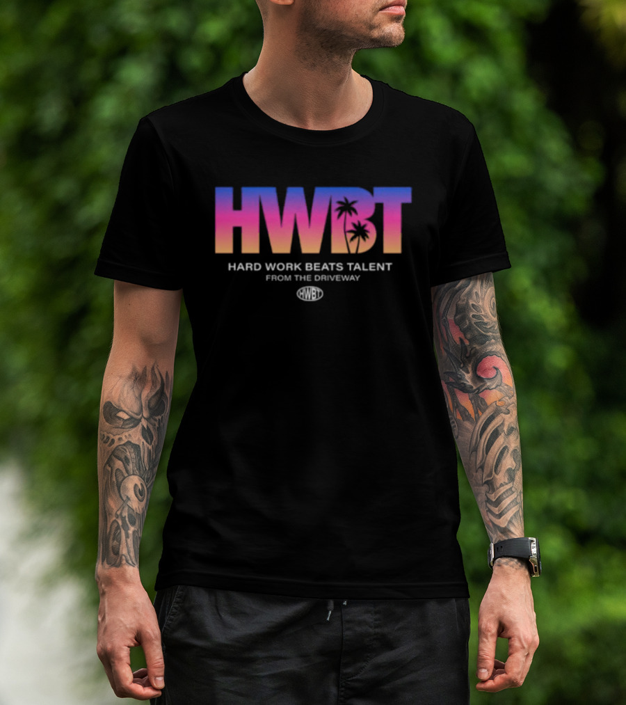 Hwbt Store Miami Sunset Hard Work Beats Talent Oversized T-Shirt