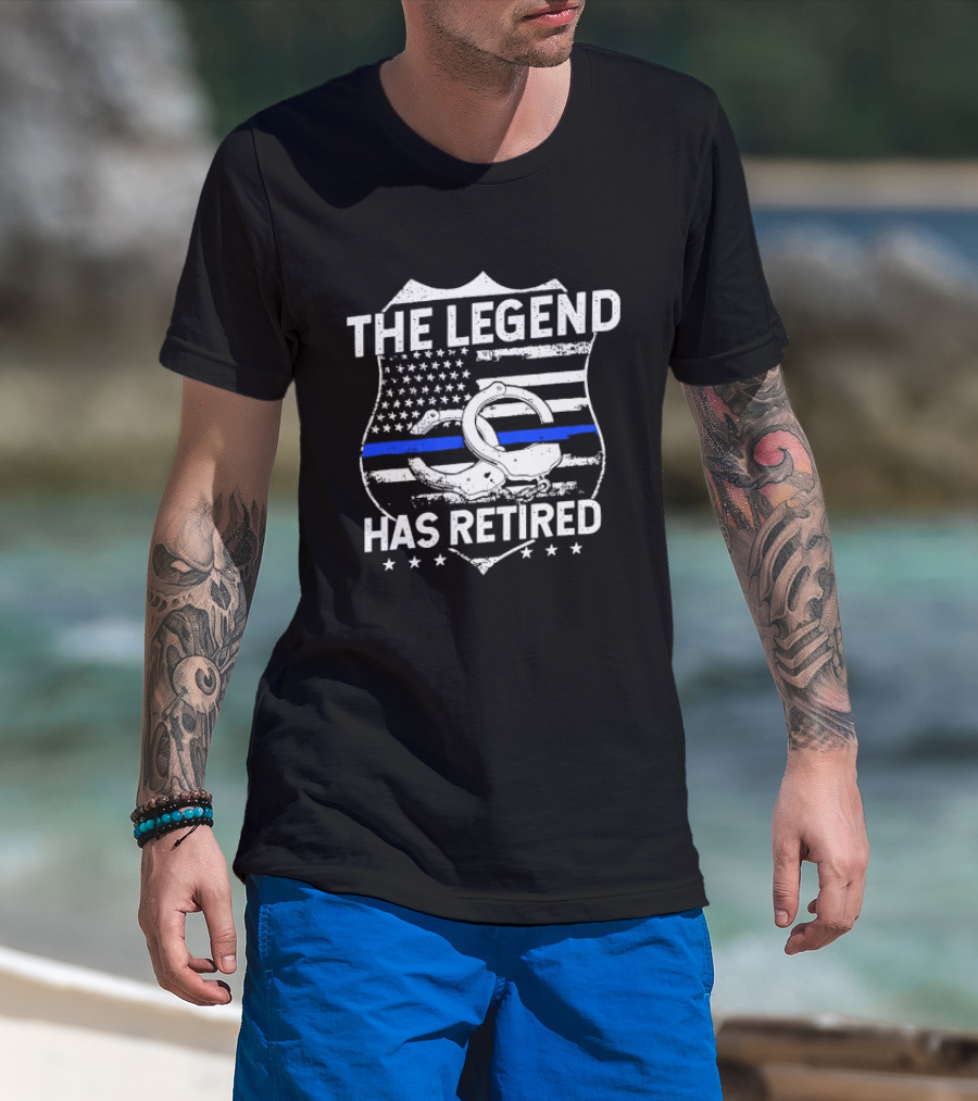 The Legend Has Retired Thin Blue Line Police T-Shirt