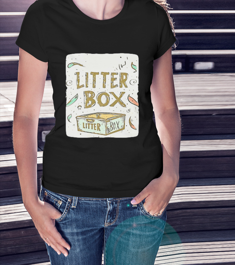Litter Box Cat Pet Kitten Animal Fun Artwork With Litter Box T-Shirt