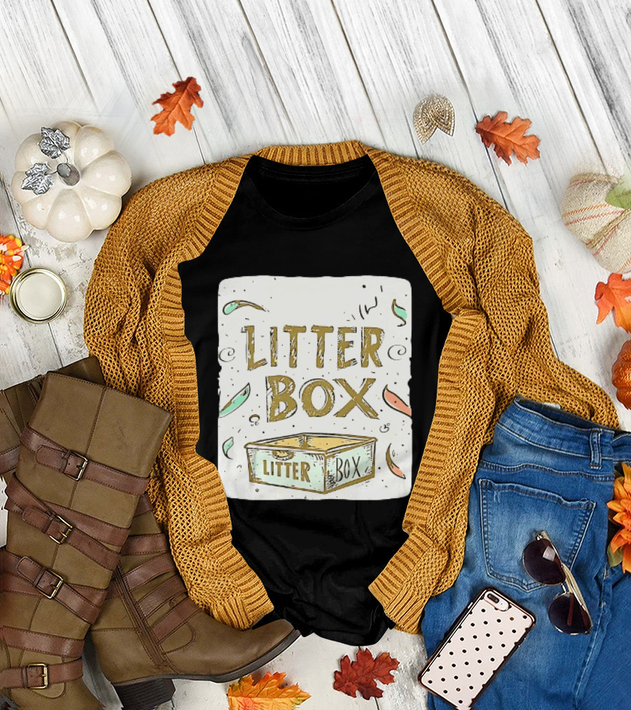 Litter Box Cat Pet Kitten Animal Fun Artwork With Litter Box T-Shirt