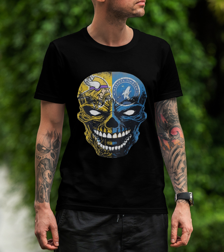 Minnesota Vikings Timberwolves Skull Mashup T-Shirt