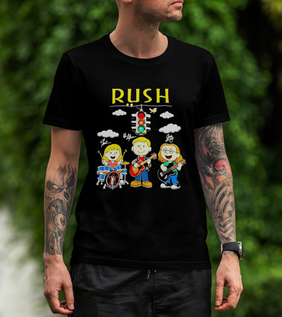 Rush Band Peanuts Parody Neil Peart Cartoon Traffic Light T-Shirt