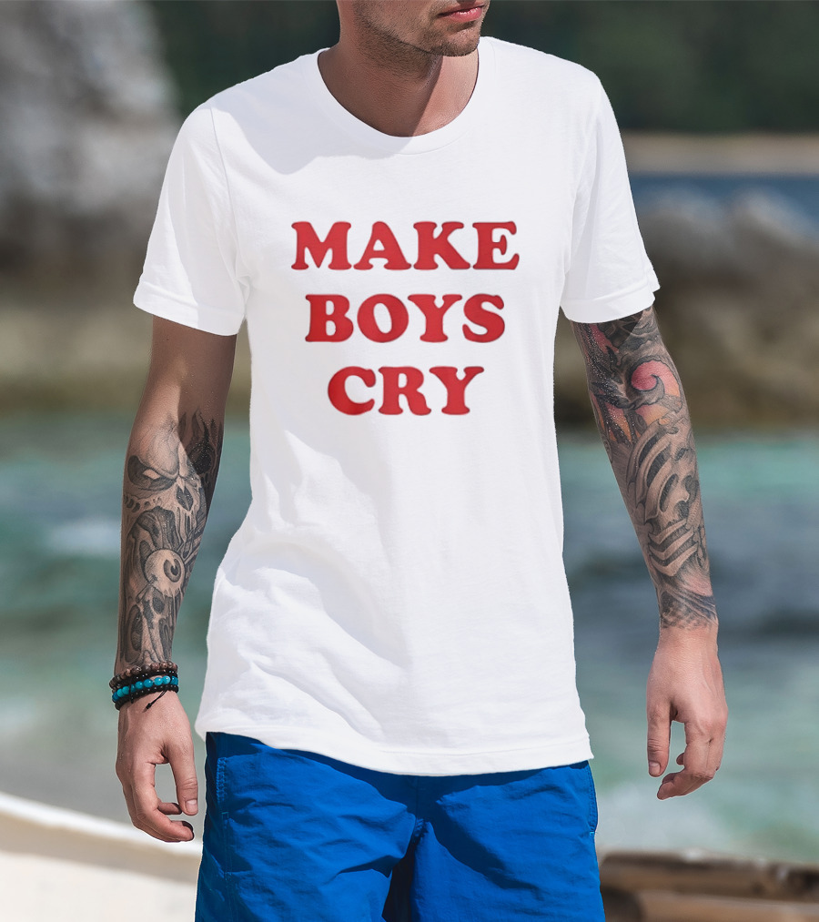 Make Boys Cry Aesthetic Y2K Trendy Red T-Shirt