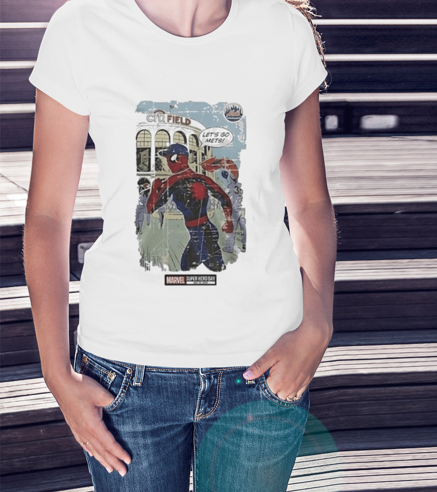Citi Field Marvel Super Hero Day Spiderman Let's Go Mets 2026 T-Shirt