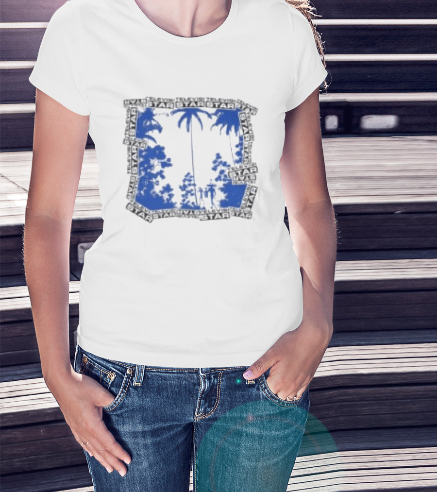 Televisi Star Catalog Store Paradise Blue White Palms T-Shirt