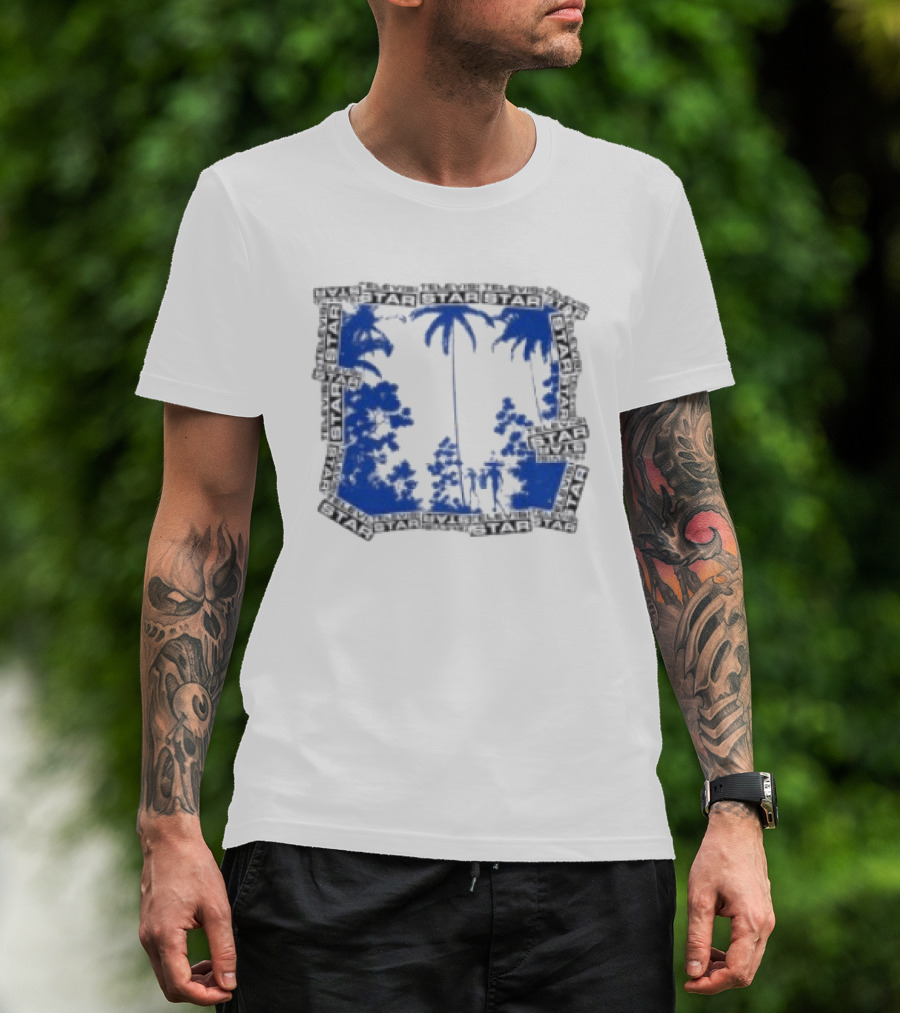 Televisi Star Catalog Store Paradise Blue White Palms T-Shirt