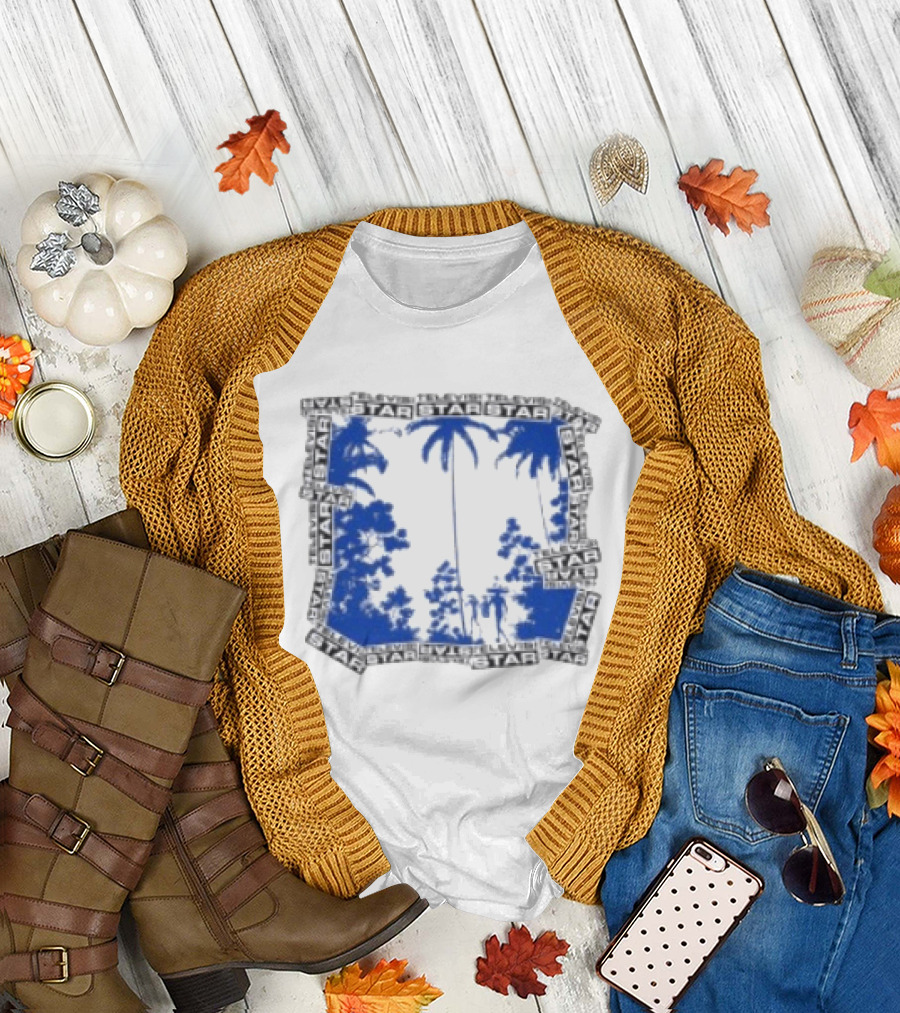 Televisi Star Catalog Store Paradise Blue White Palms T-Shirt