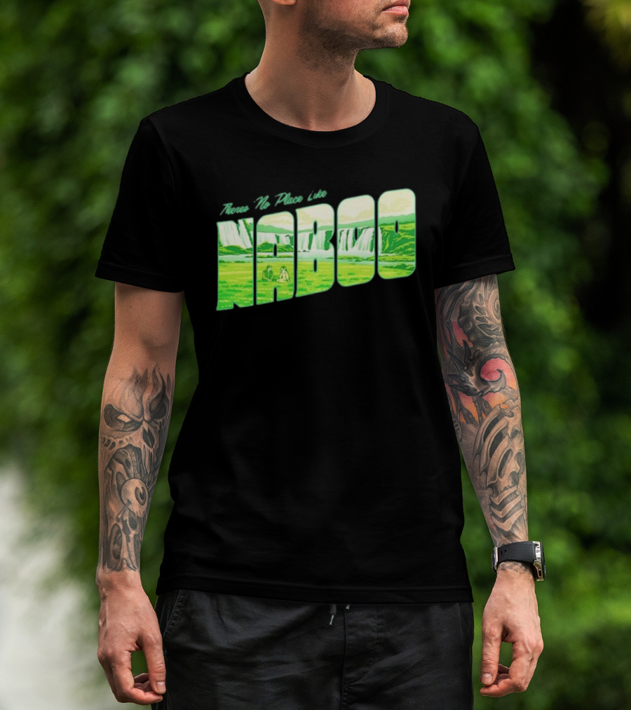 Anakin Skywalker Padme Amidala Star Wars There Is No Place Like Naboo Scenic Waterfalls T-Shirt
