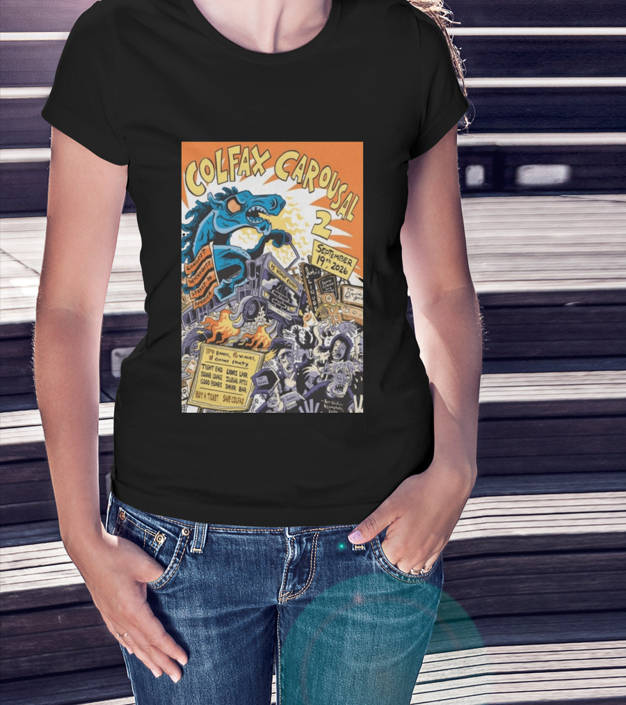 Colfax Carousal 2 Longest Wickedest Street September 19th 2026 Bands Venues Gory Party Denver CO T-Shirt
