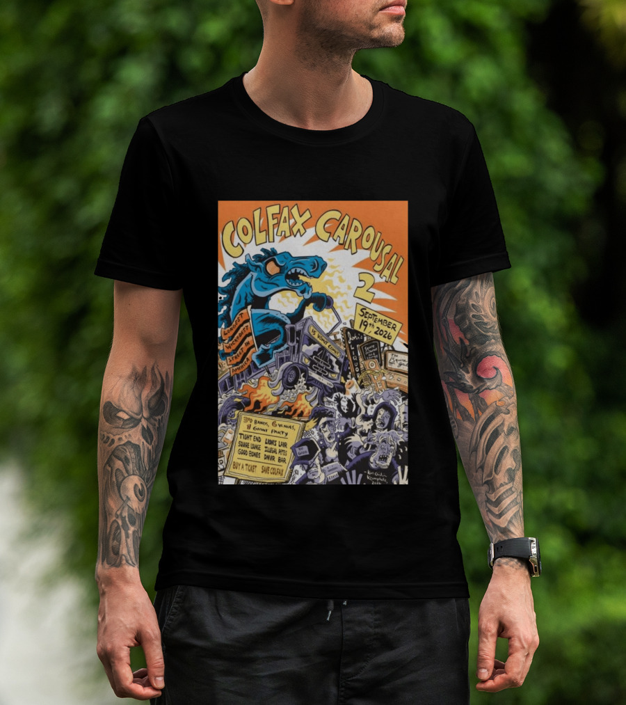 Colfax Carousal 2 Longest Wickedest Street September 19th 2026 Bands Venues Gory Party Denver CO T-Shirt