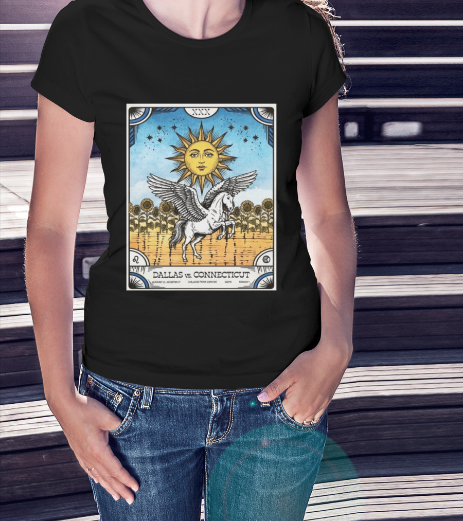 Dallas Vs Connecticut August 2 6pm CT College Park Center ESPN Disney Sunflower Pegasus Sun T-Shirt