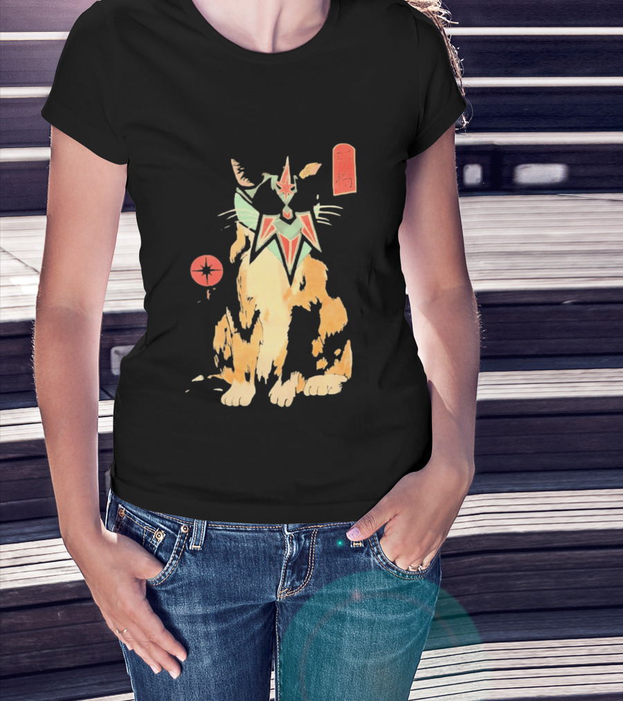 Shimbashi Masked Calico Cat Eastern Symbol And Star T-Shirt