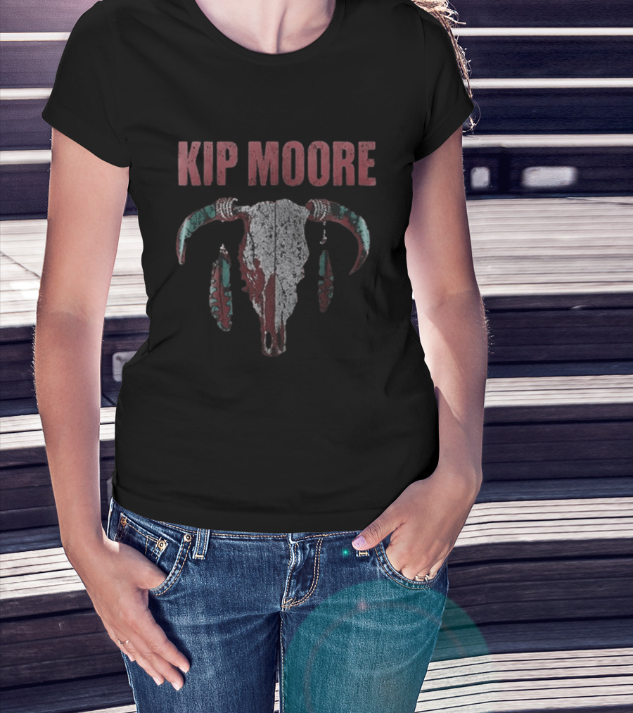 Kip Moore Rustic Bull Skull Tour Merch T-Shirt