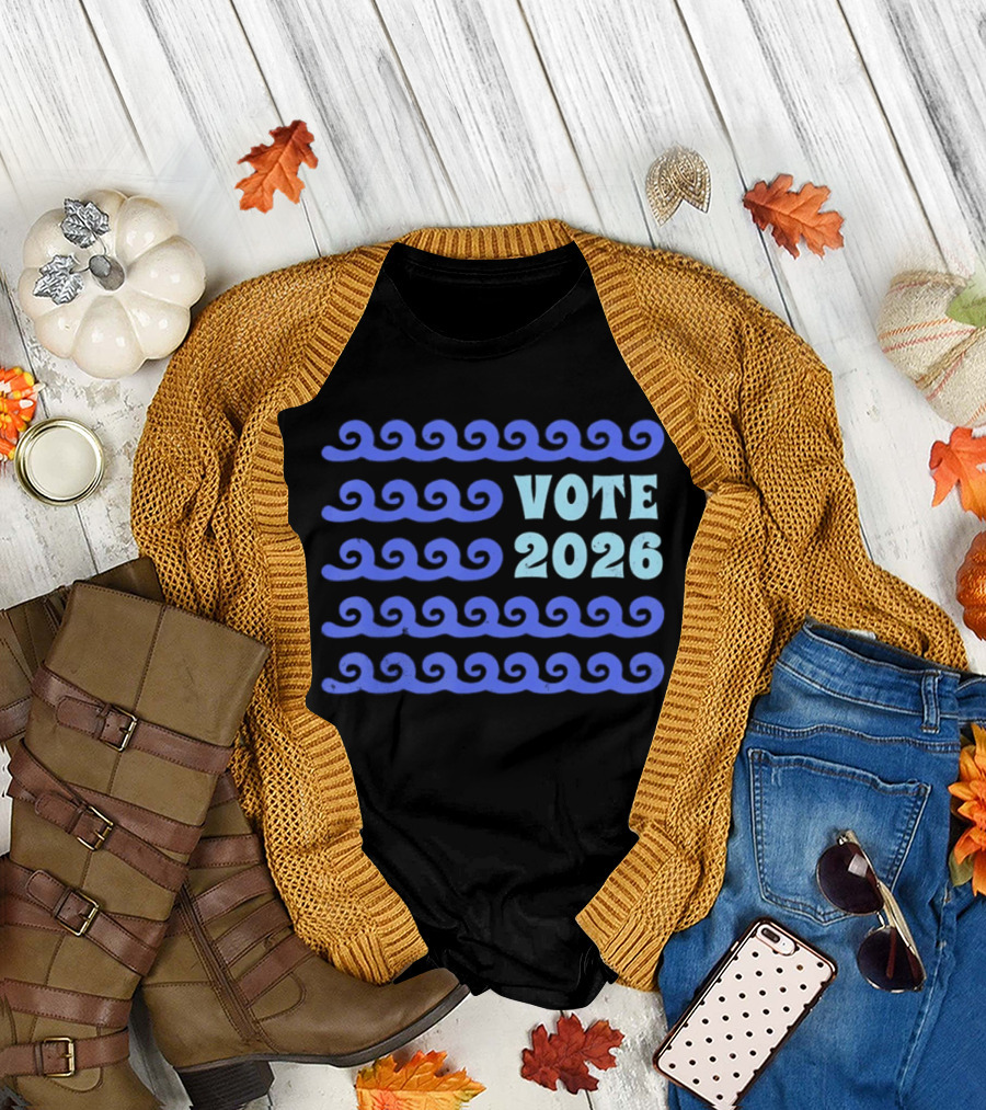 Vote 2026 Distressed Blue Wave Political Election T-Shirt