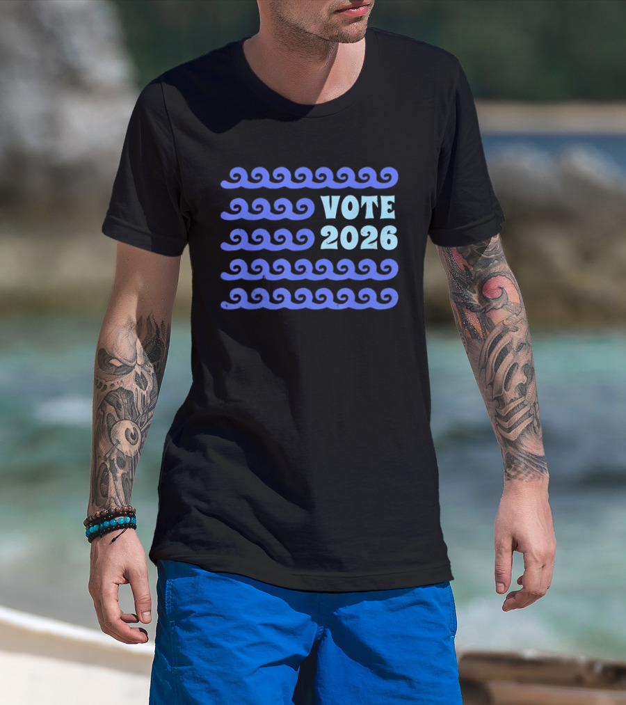 Vote 2026 Distressed Blue Wave Political Election T-Shirt