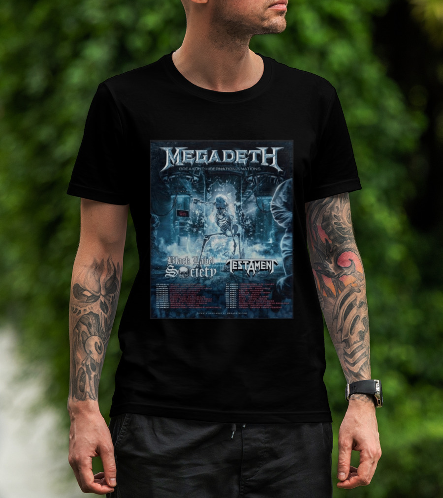 Megadeth Breakout Hibernation Nations Tour Black Label Society Testament T-Shirt