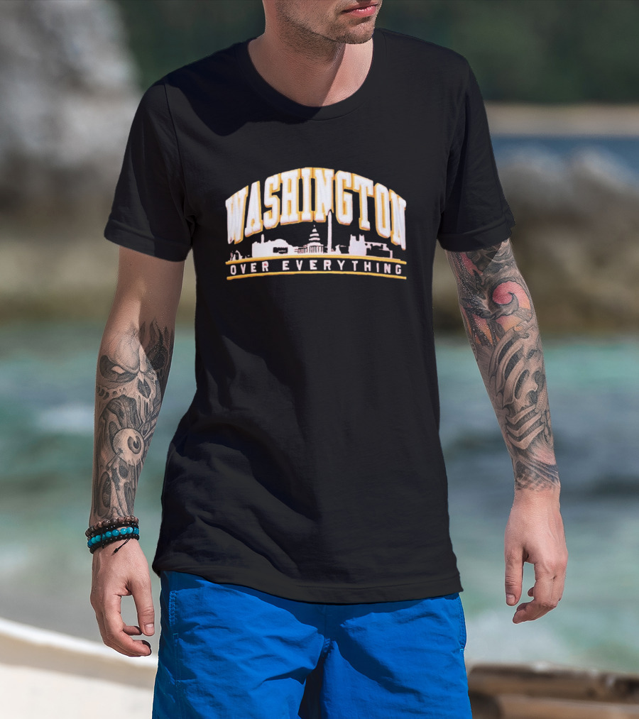 Washington Over Everything Iconic City Skyline Capitol And Monument Display T-Shirt