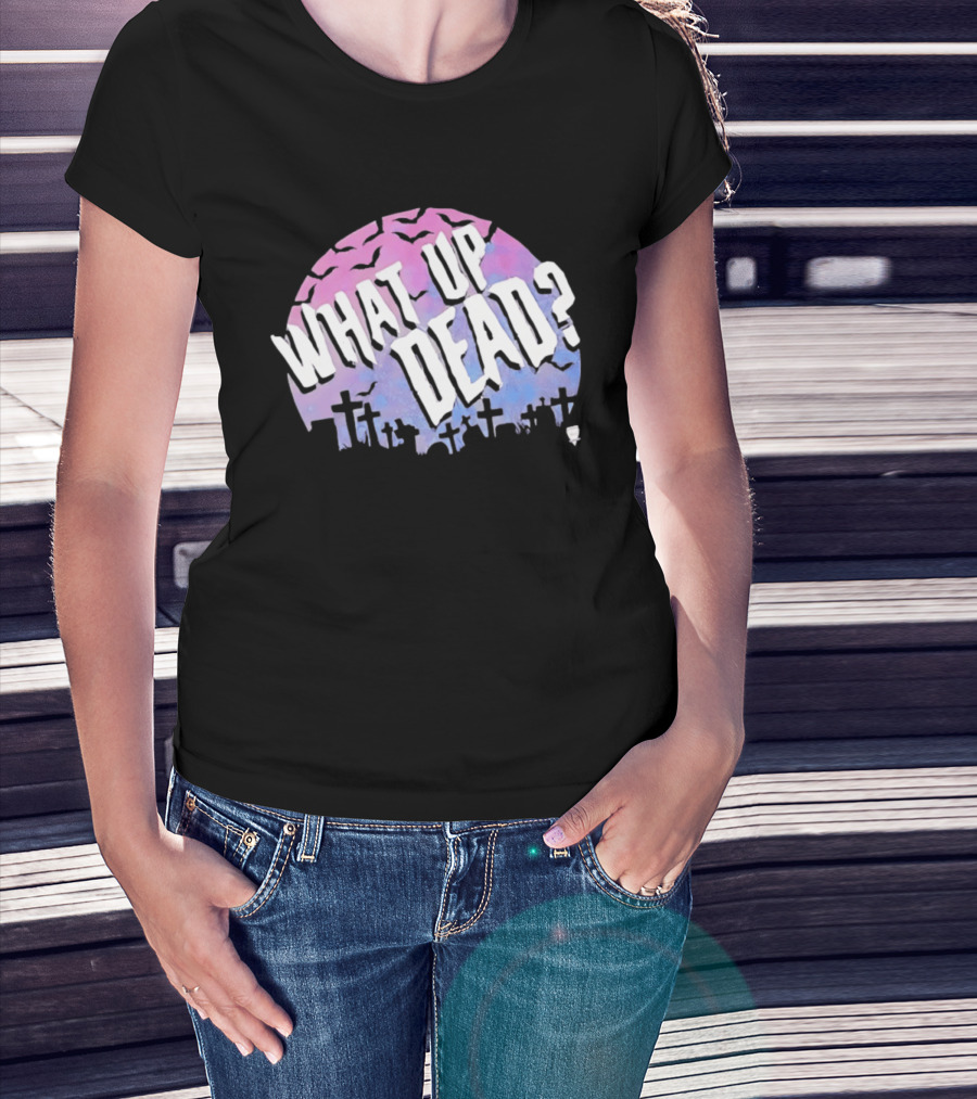 What Up Dead Graveyard Moon Bats Spooky T-Shirt
