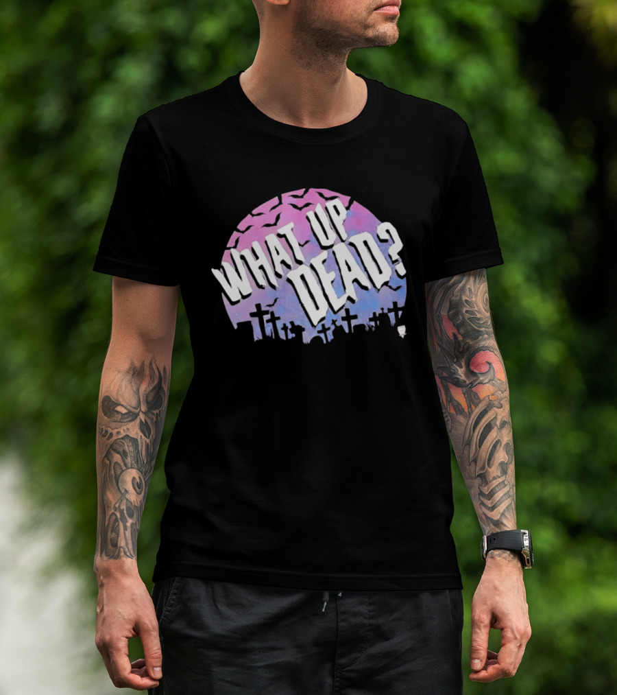 What Up Dead Graveyard Moon Bats Spooky T-Shirt