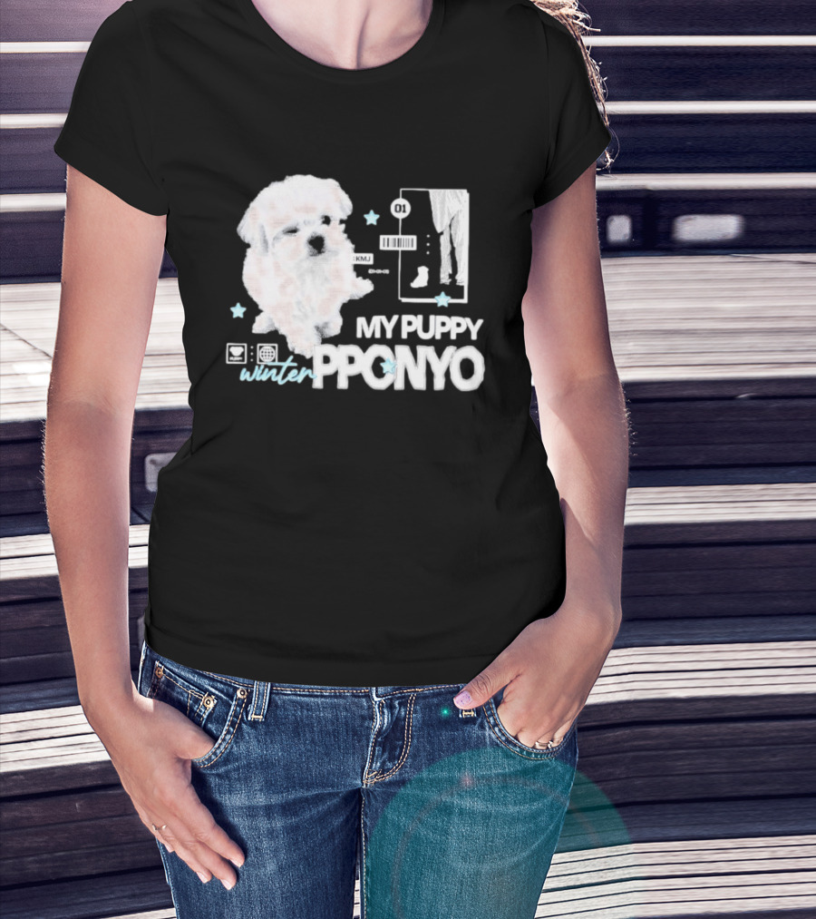 Winter Aespa My Puppy Pponyo KMJ Cute Dog T-Shirt