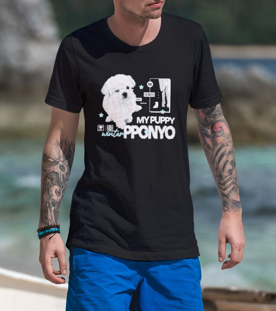 Winter Aespa My Puppy Pponyo KMJ Cute Dog T-Shirt