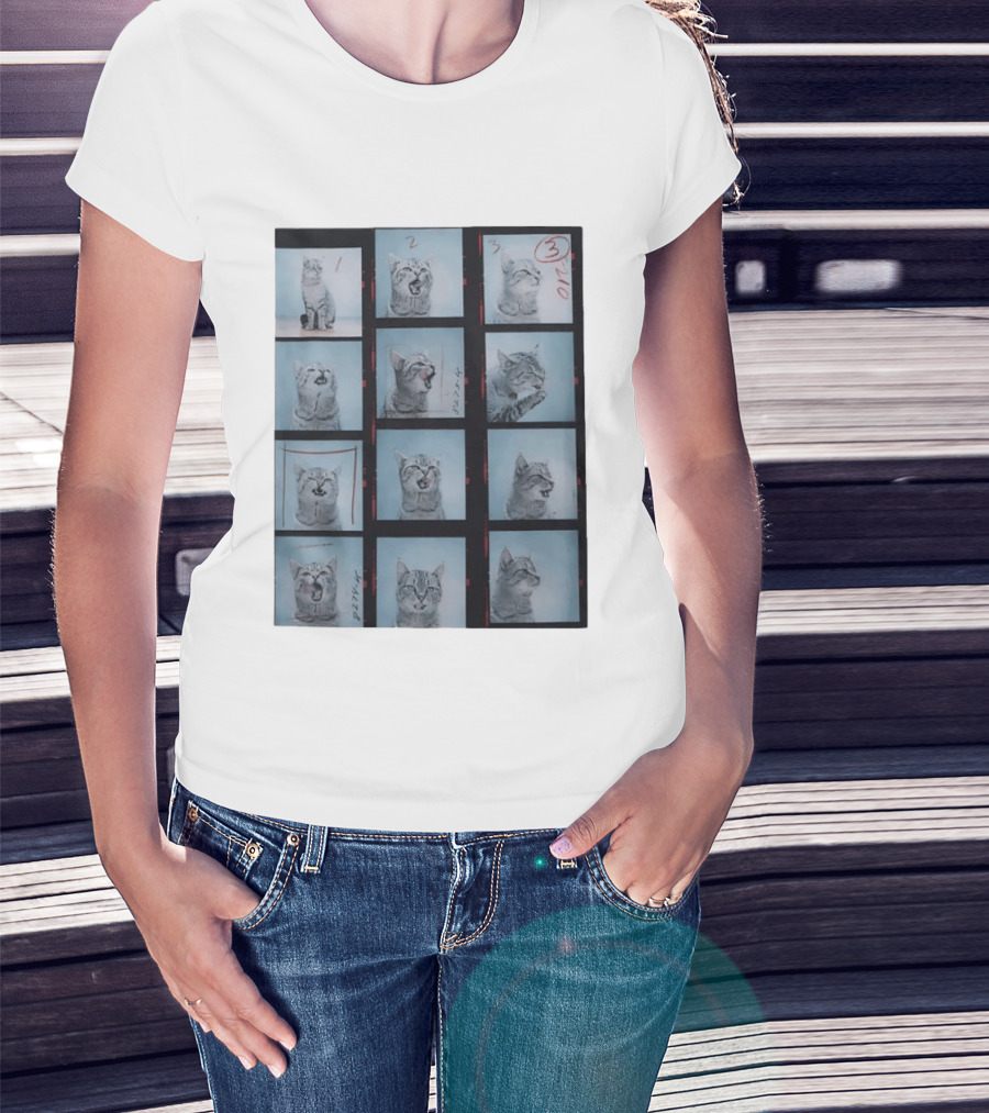 Tabby Cat Film Strip Series With Numbered Frames And Annotations T-Shirt