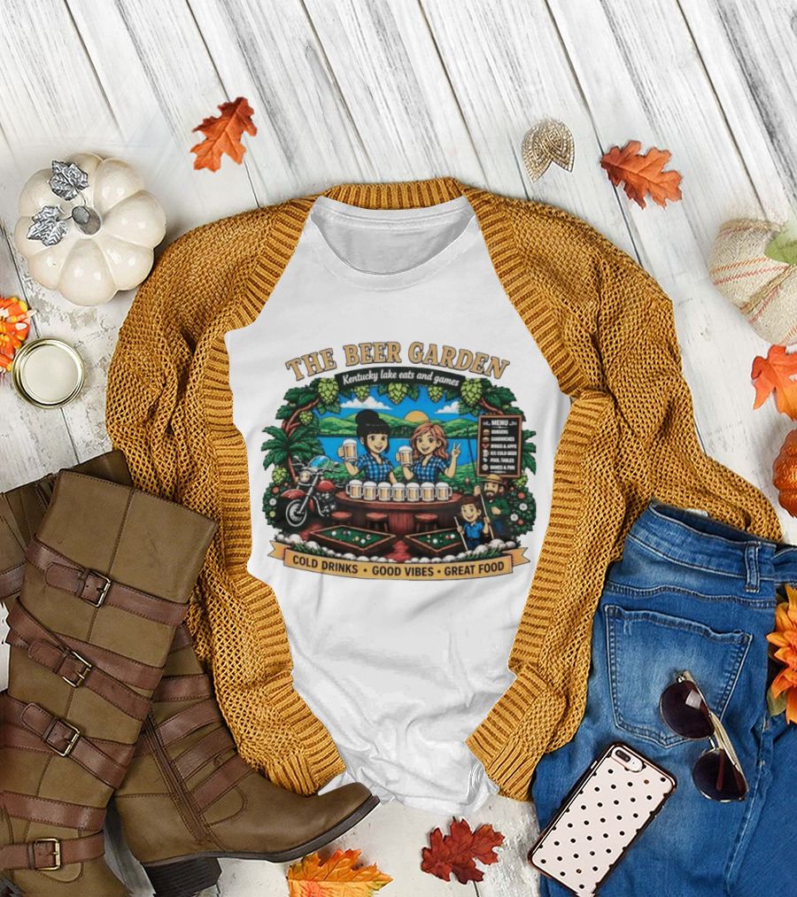 The Beer Garden Kentucky Lake Eats And Games Cold Drinks Good Vibes Great Food Burgers Sandwiches Wings Apps Relaxing Pool Tables Fun T-Shirt