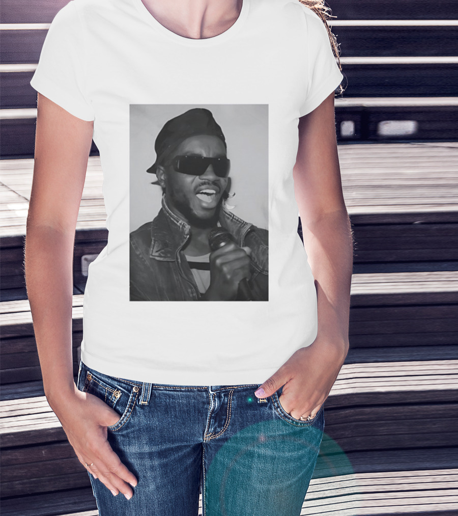 Ata Kak Iconic Ghanaian Musician Highlife Style Sunglasses Microphone Denim Jacket T-Shirt