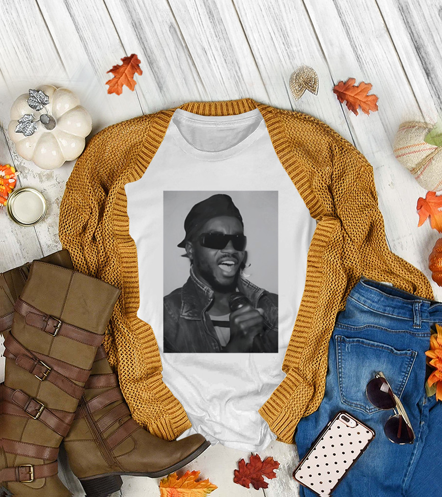 Ata Kak Iconic Ghanaian Musician Highlife Style Sunglasses Microphone Denim Jacket T-Shirt
